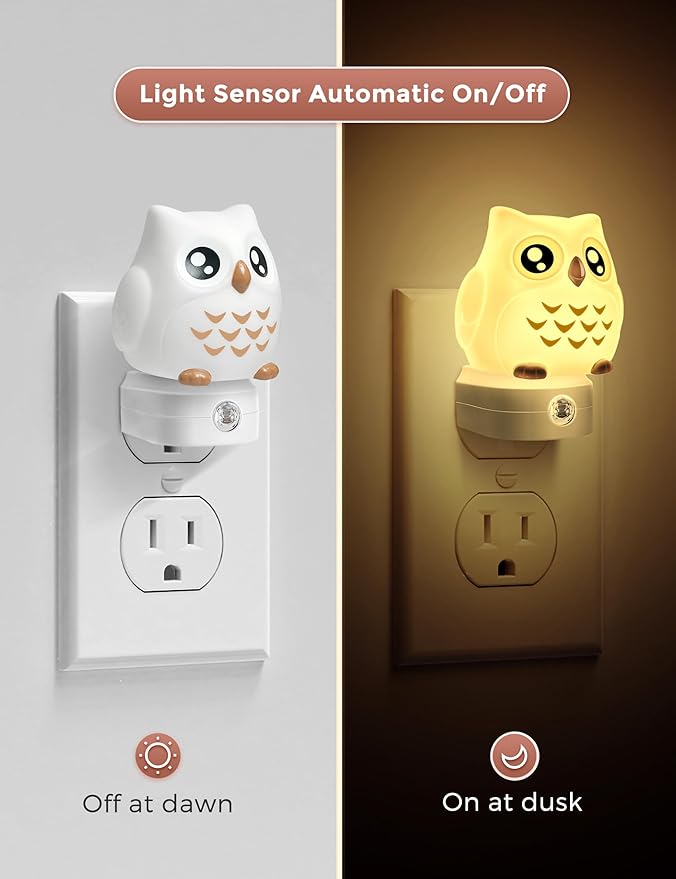 L LOHAS LED Owl Night Light for Kids, 3D Owl Night Light Plug in Wall, Dusk to - Image 2