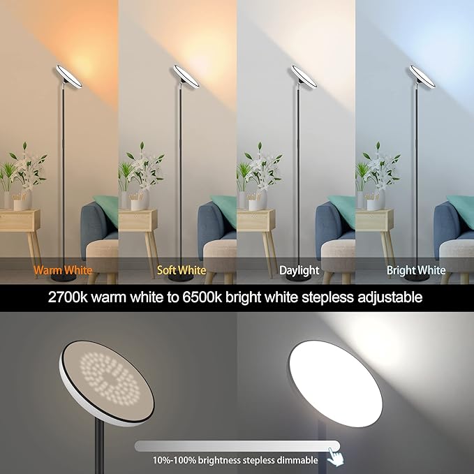 UFO Floor Lamp 71in, Upgraded 42W 3700LM LED Torchiere Floor Lamps - Image 2