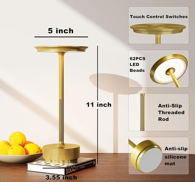 Cordless Table Lamp, LED Rechargeable Table Light - Image 7