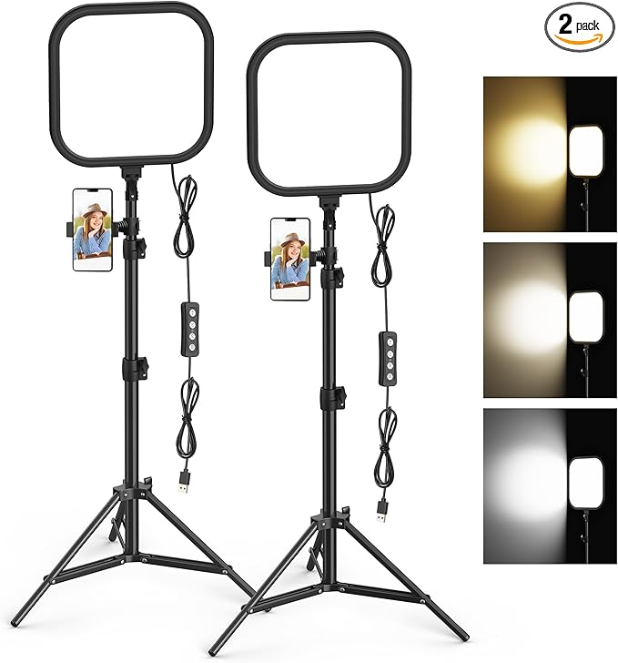 2Pack LED Video Light Kit, Hagibis 15W Photography Lighting Kit, 2500-8500K by HOME