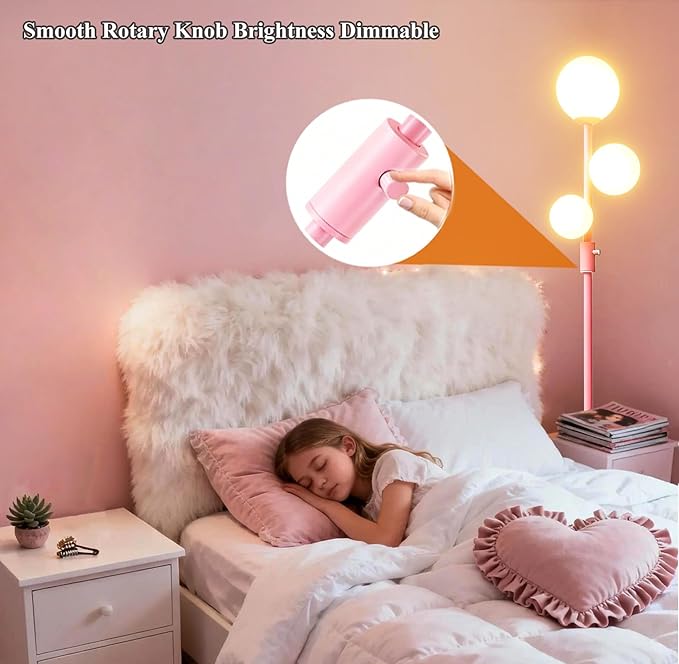 Fiqevs Modern Pink Globe Floor Lamp - Image 3