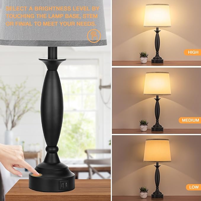Grey Lamps for Bedrooms Set of 2 - Image 2