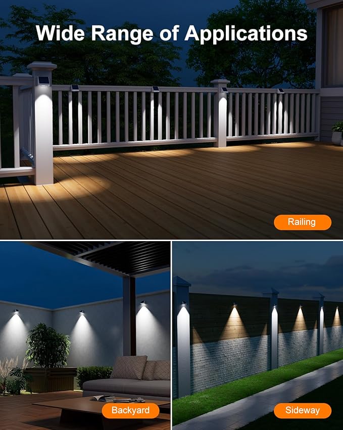 12 Pack Decorative Solar Powered Fence Lights Outdoor Waterproof - Image 7