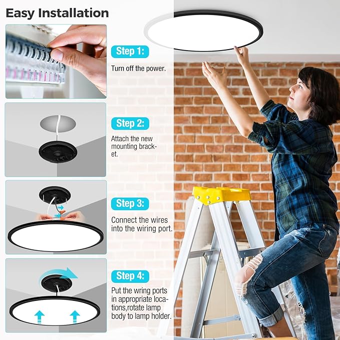 libtit 20 Inch LED Ceiling Light, 4200LM 35W Large & Bright Flush Mount - Image 5