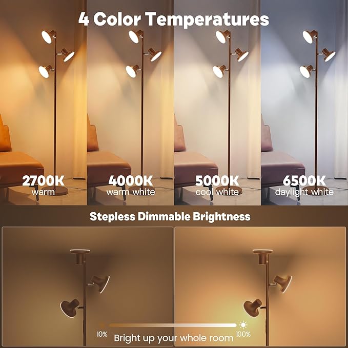 36W LED Tree Floor Lamp, Modern Dimmable Standing Lamp - Image 6
