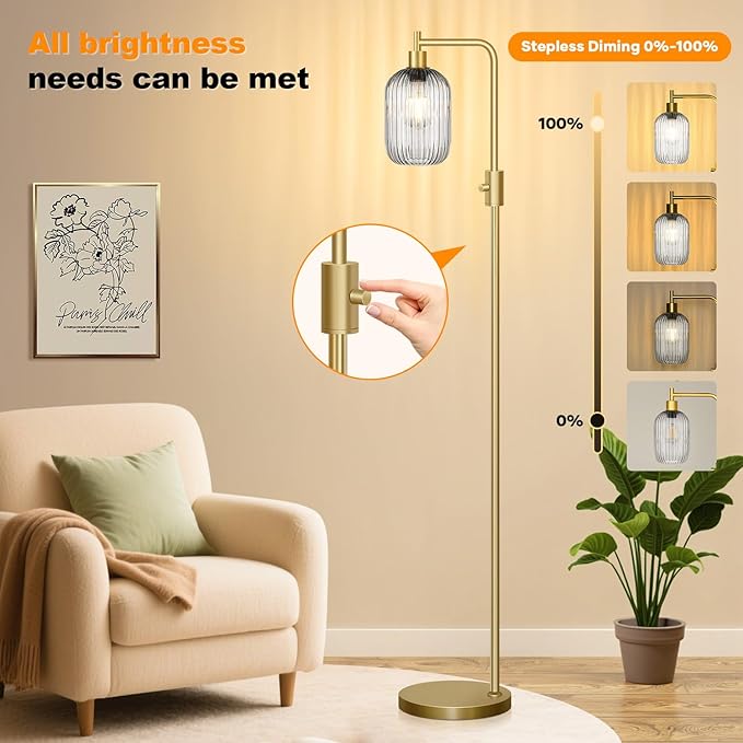 【Upgraded】 Dimmable Glass Floor Lamp - Image 4