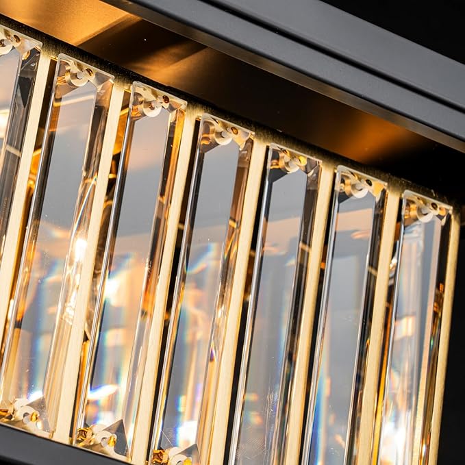 4-Lights Crystal Ceiling Light, 2-Tier Square Flushmount Light Fixture - Image 8