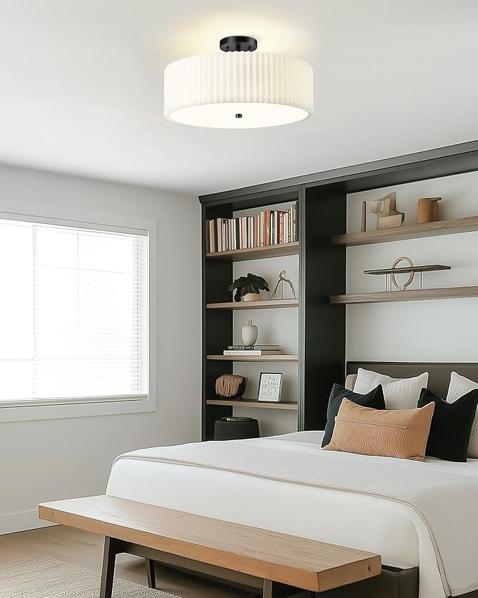 Semi Flush Mount Ceiling Lights, 4-Light 18" Matte Black Ceiling Light Fixture - Image 4