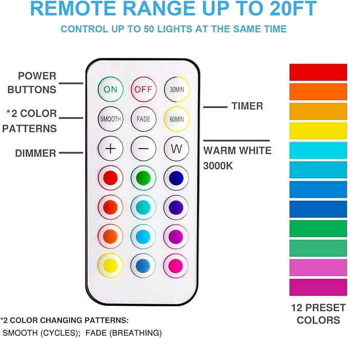 BLS LED Puck Lights with Remote Control, RGB 13 Color Changing Under Cabinet - Image 5