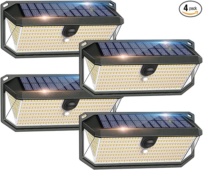 Solar Lights Outdoor, 4000LM 380 LEDs Solar Motion Lights Outdoor Waterproof by SyouHome