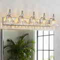 Vintage Bathroom Vanity Light, 5-Light Brushed Nickel Vanity Lighting Fixture by LBSQJ
