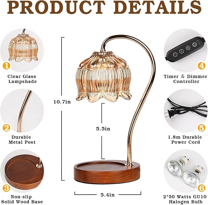 Flower Candle Warmer Lamp 2 Pack, Candle Lamp - Image 4