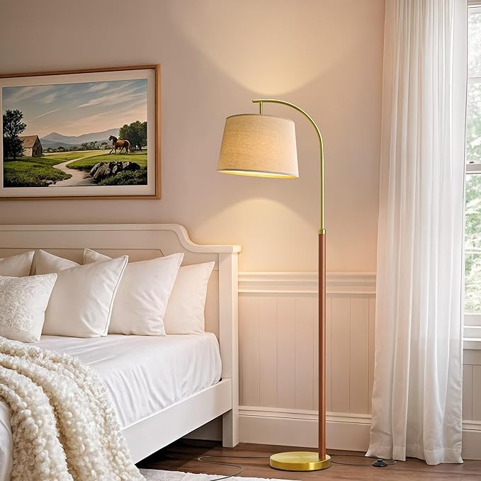 62.5" Wood Floor Lamp for Living Room Gold - Image 7