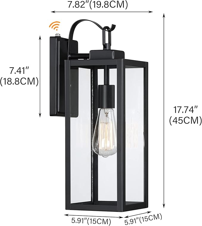 Pia Ricco Large Size Outdoor Wall Lights, Dusk to Dawn Matte Black Exterior - Image 4