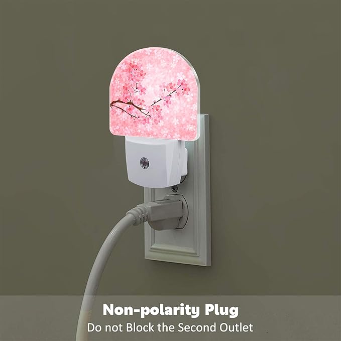 Pink Cherry Blossoms Night Light Plug into Wall, Blooming Cherry Tree Dusk to - Image 4