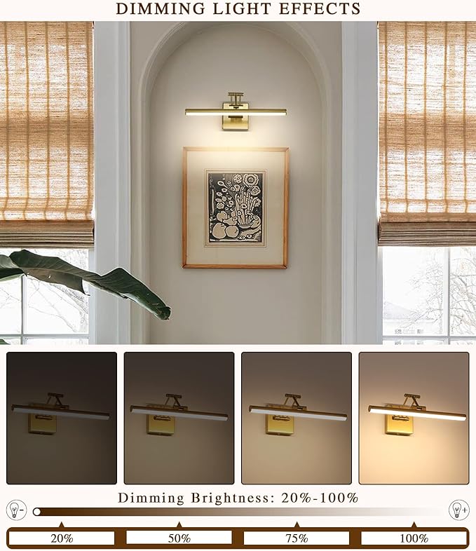 Joossnwell LED Picture Lights for Paintings Dimmable 15.5 Inch Long Hard-Wired - Image 3
