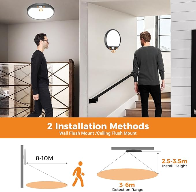 slochi Motion Sensor Light Indoor Wired, 8.7 Inch 3000K/4000K/6500K Closet - Image 5