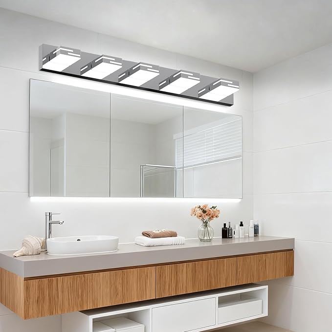 LED Modern Bathroom Vanity Light Fixtures, 5-Light 34-inch Dimmable Chrome - Image 8