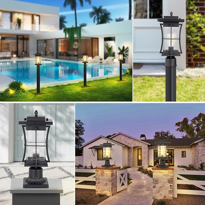 Dusk to Dawn Outdoor Post Light Fixture Waterproof Pole Mount Light - Image 7