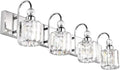 Ralbay Modern LED Crystal Bathroom Vanity Lights 4-Lights Stainless Steel by RalbayLighting