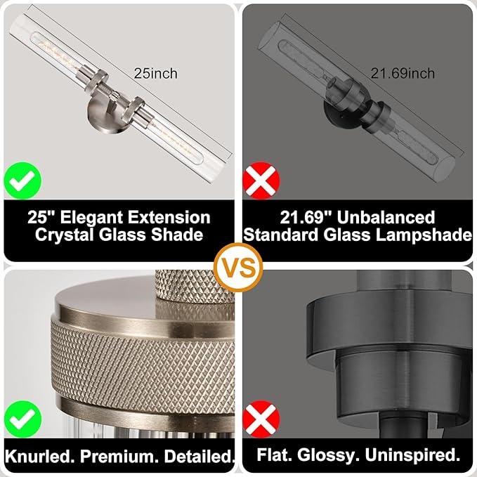 LaLuLa 2-Pack Vanity Lights for Bathroom – Brushed Nickel 2-Light Wall Sconces - Image 5