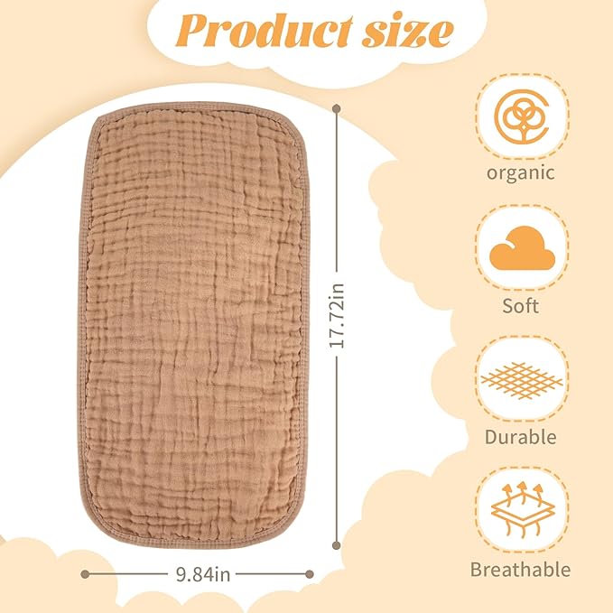 Baby Burp Cloth 100% Cotton Newborn Cotton Muslin Burp Cloth 10x20 inches - Image 2