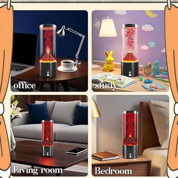 USB Powered Touch Sensitive Volcano Lamp Chromatic Modes Shatterproof Acrylic - Image 9