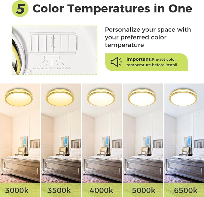 hepside 2 Pack Flush Mount Ceiling Light Fixture, Dimmable & 5CCT Ceiling Light - Image 4