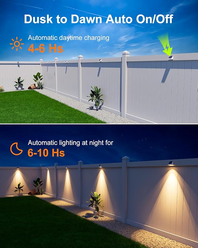 12 Pack Solar Powered Fence Lights Outdoor Waterproof - Image 4