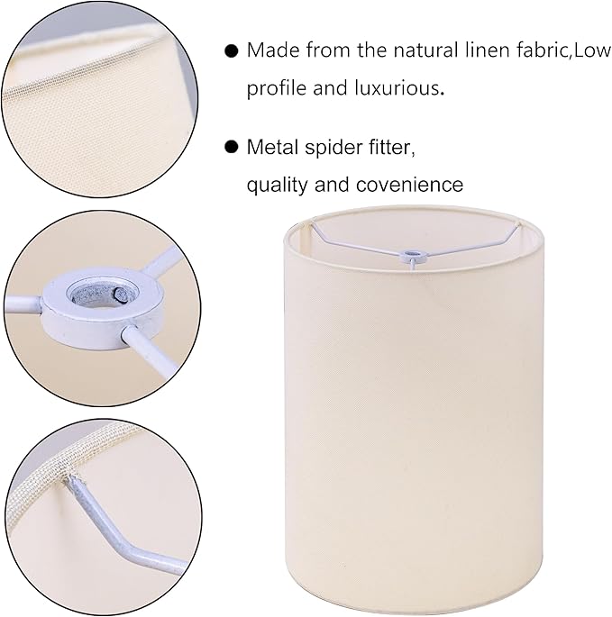 Wellmet CreamWhite 8"x 8"x11" Lampshade, No Assembly Required, Classic Modern - Image 3