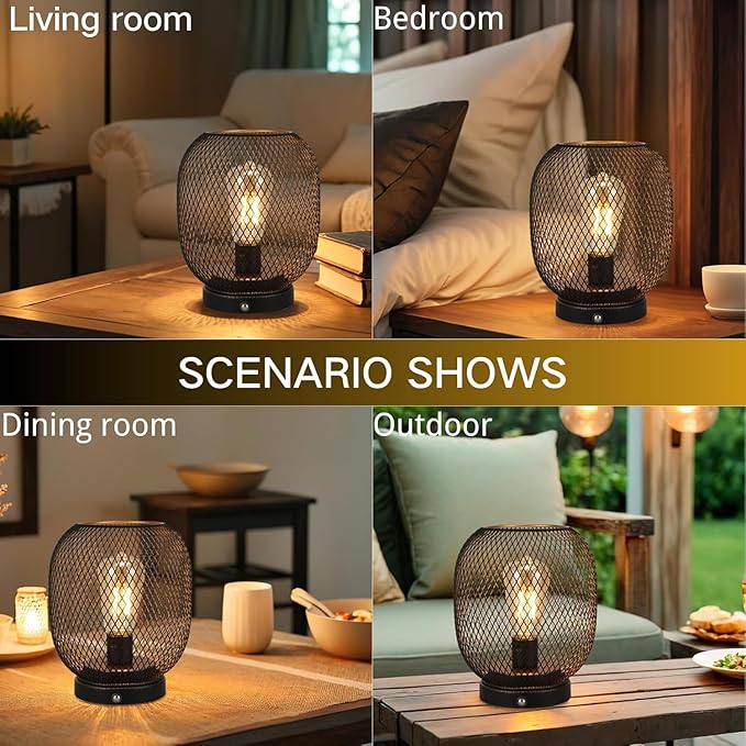 JHY DESIGN Dimmable Touch Lamp Set of 2 Bedside Table Lamp Rechargeable Battery - Image 5