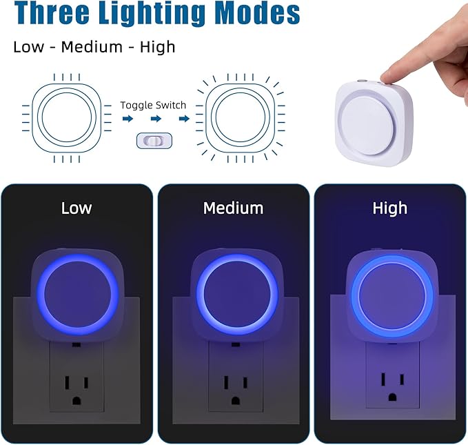 Blue Night Lights Plug into Wall, 4 Packs Dimmable Night Light - Image 2