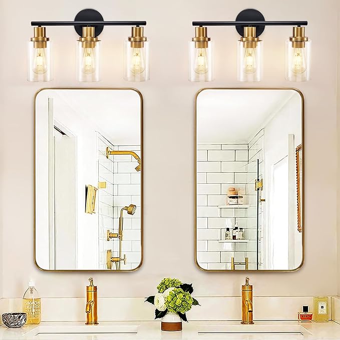 DLLT 3-Light Bathroom Light Fixtures: Black and Gold Modern Vanity Lights - Image 6