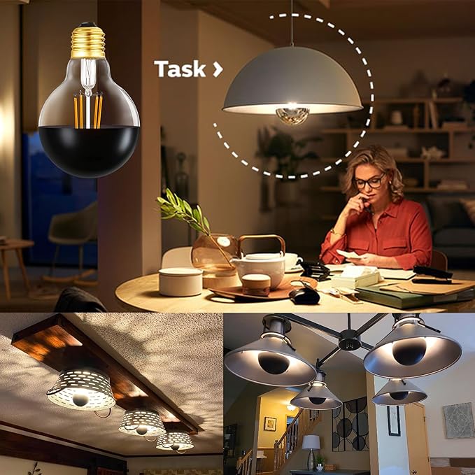 Leools Dimmable Half Black Light Bulb, Anti Glare LED Light Bulbs, 2700k Warm - Image 3
