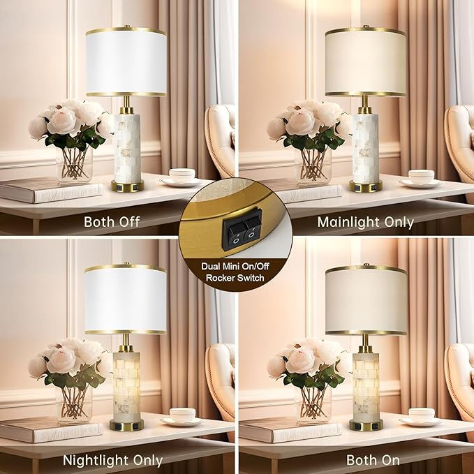27" Natural Alabaster Table Lamps Set of 2, Lamps - Image 4