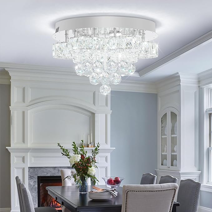 Flashing God Dia 16in Modern LED Crystal Chandelier, Flush Mount Ceiling Light - Image 2