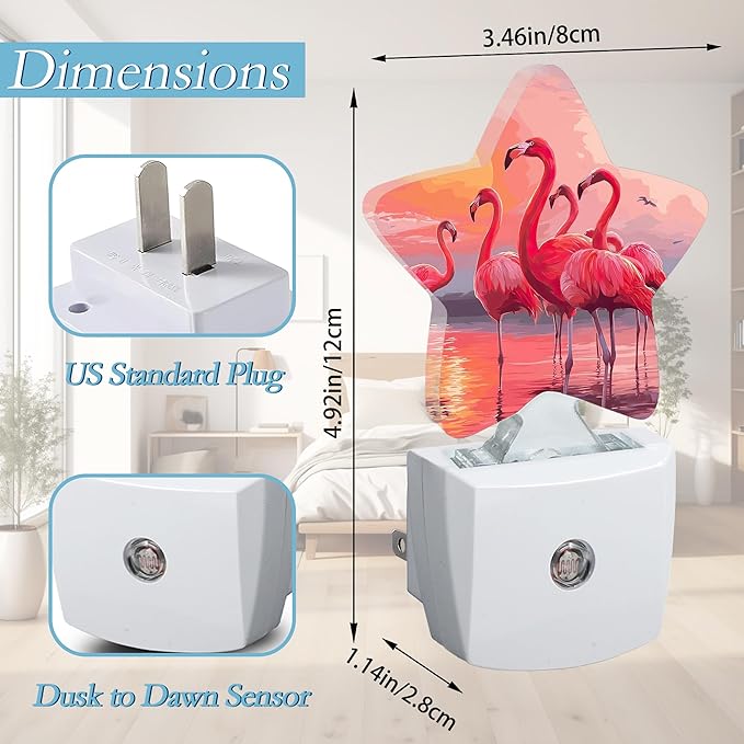 Flamingo Night Light, Sunset Plug-in Dusk to Dawn Smart Sensor Nightlight - Image 2