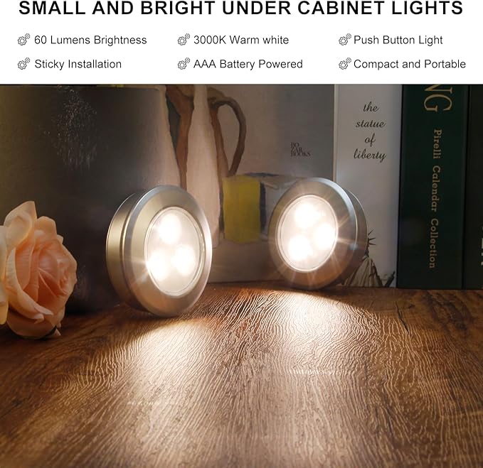 LUXSWAY LED Puck Lights, Battery Operated Mini Push Light, LED Under Cabinet - Image 4