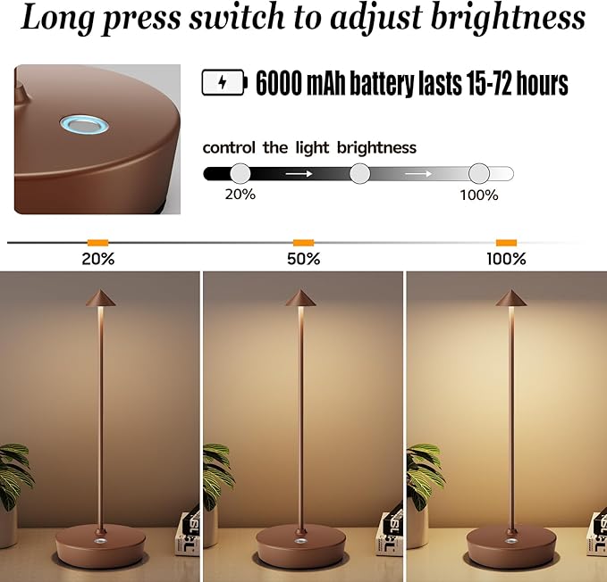 2Pack Rechargeable Cordless Table Lamp, Portable Powered LED Battery 6000mAh - Image 4
