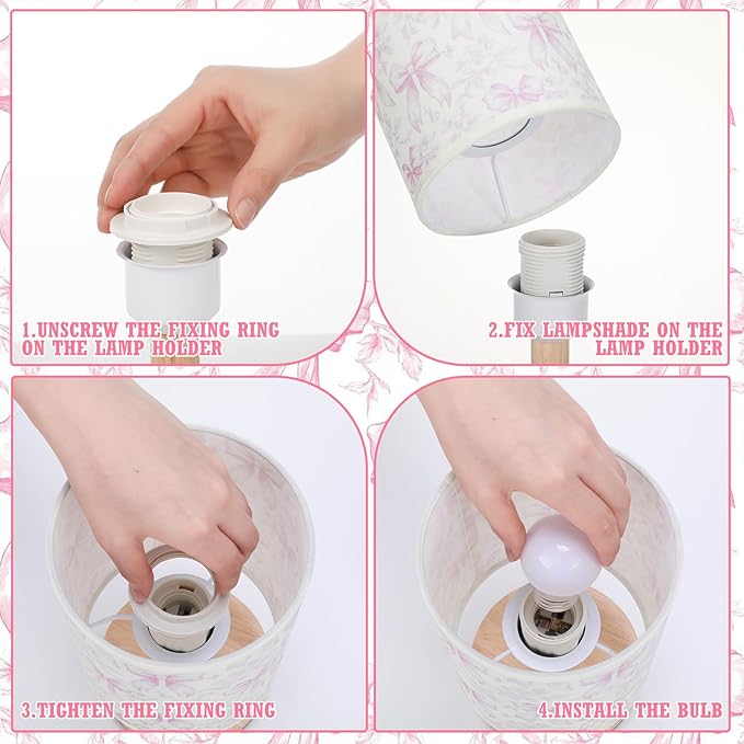 VIHOSE Floral Bow Kids Table Lamp - Image 7