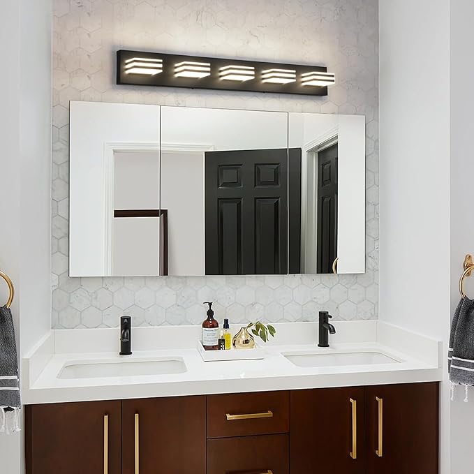 LED Wall Black Vanity Lights for Bathroom Light Fixtures 30W Adjust 3 Colors - Image 4