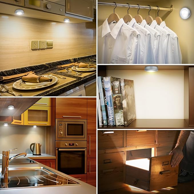 LUXSWAY LED Puck Lights Tap Light, Battery Operated Mini Push Light, LED Under - Image 7