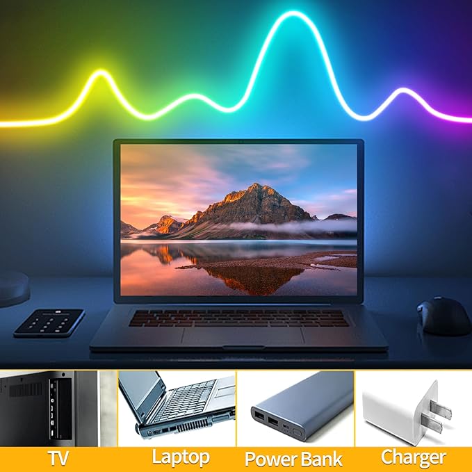 LED Neon Lights，6.6ft USB Powered LED Strip Lights，5V Music Sync Color Changing - Image 5
