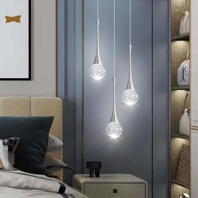 3-Lights Modern Pendant Lights for Kitchen Island LED Dimmable Crystal Glam - Image 6