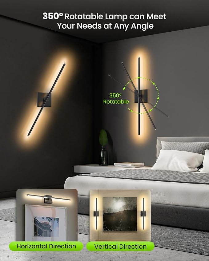 CLY Battery Operated Wall Sconce Set of 2, Dimmable 2700K-6500K Battery Wall - Image 5