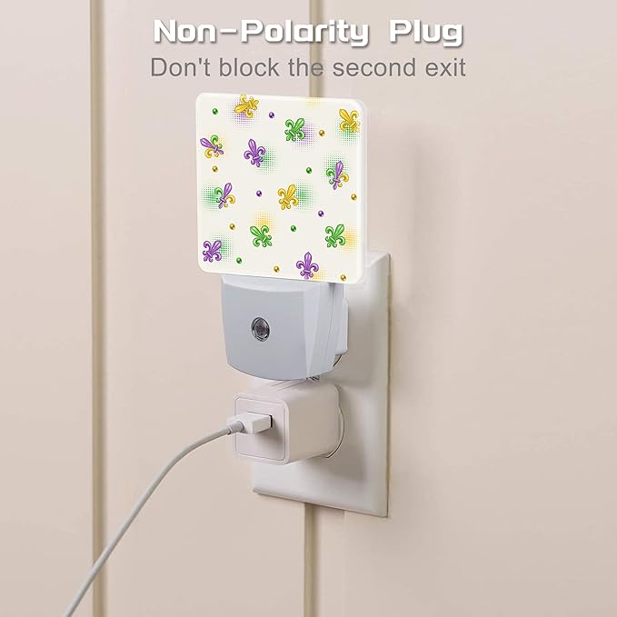 Mardi Gras Carnival Night Light Plug into Wall, Fleur de Lis and Beads Dusk to - Image 3