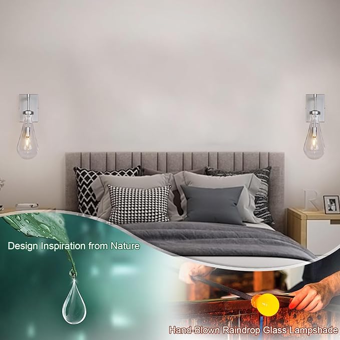 HuisMier Nickel Wall Sconces, Modern Raindrop Wall Sconce - Image 5