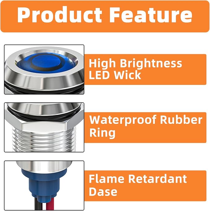 GASHER 5 PCS Energy Saving Indicator Light, LED Light 12V/24V/110V 20mA Panel - Image 4