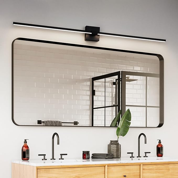 URSOLA Black Bathroom Light Fixtures, 48 inch Modern LED Vanity Lighting Over - Image 2