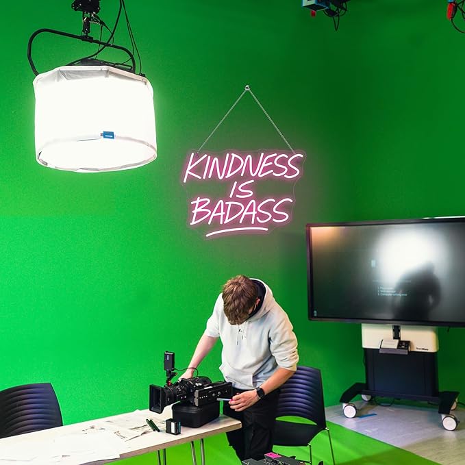 KINDNESS IS BADASS Neon Sign – Pink LED Wall Light, Inspirational Neon Word Sign - Image 4